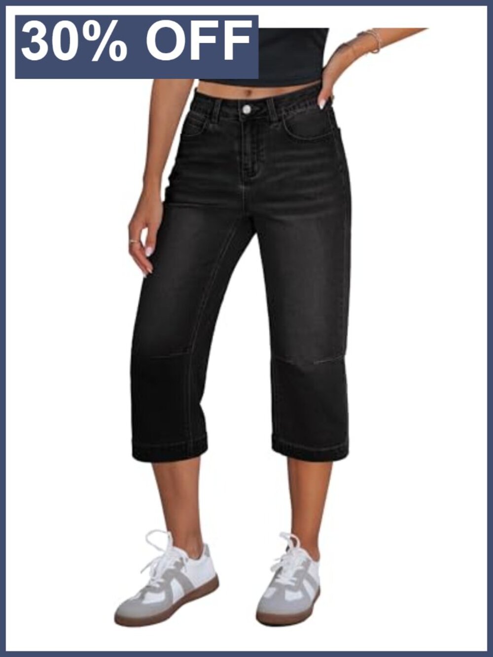 Women's Mid Rise Straight Leg Stretch Capri Jeans - Summer Casual Denim Pants